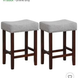 2 24" BARSTOOLS WITH CURVED SEAT CUSHIONS