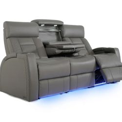 Recliner Sofa With A Charging Station Gray