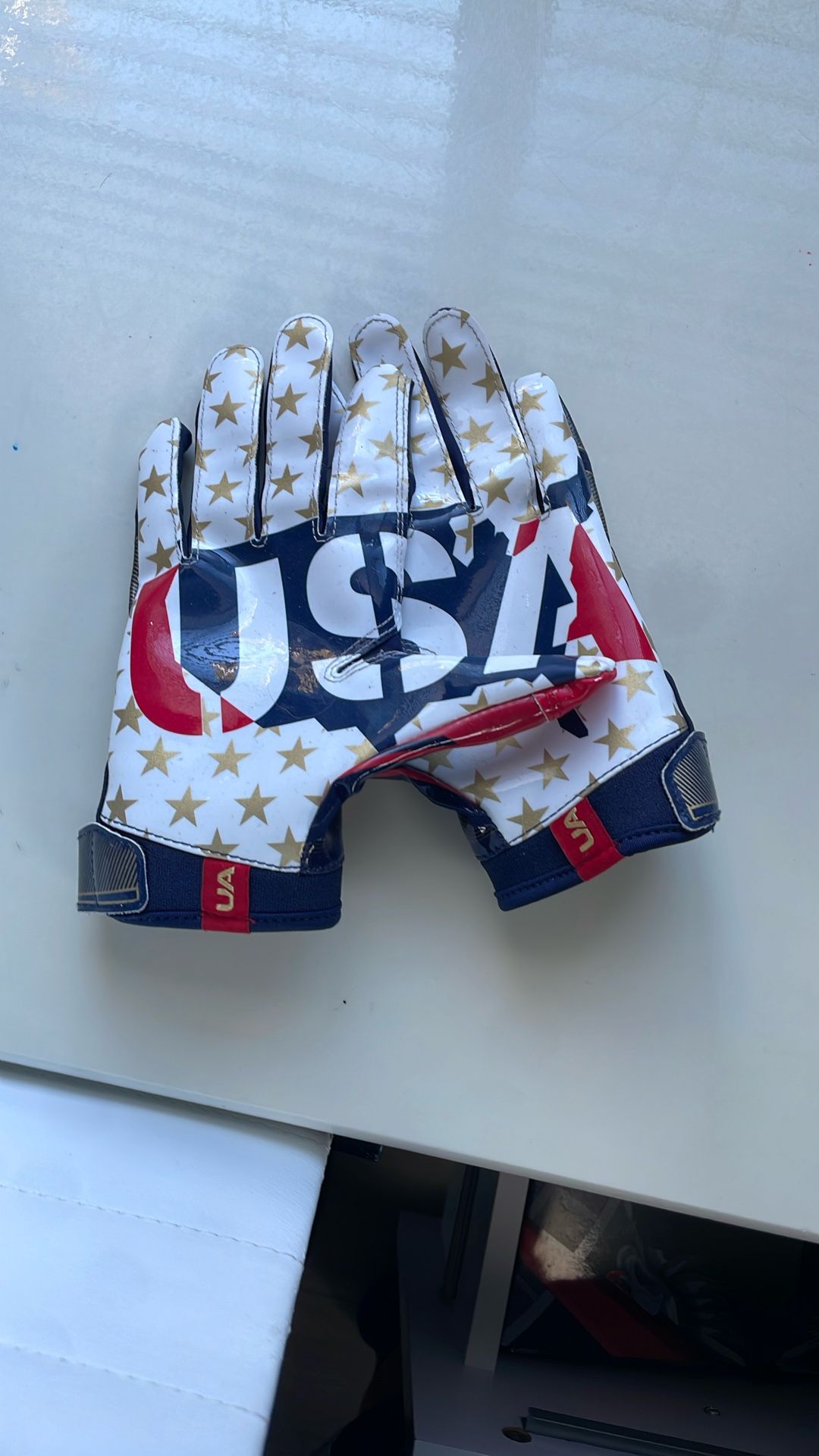 Under Armour USA football gloves