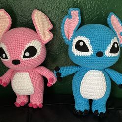 Stitch And Angel Handmade plushies