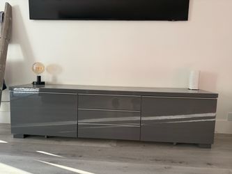 Gray High Gloss TV Stand Media Console