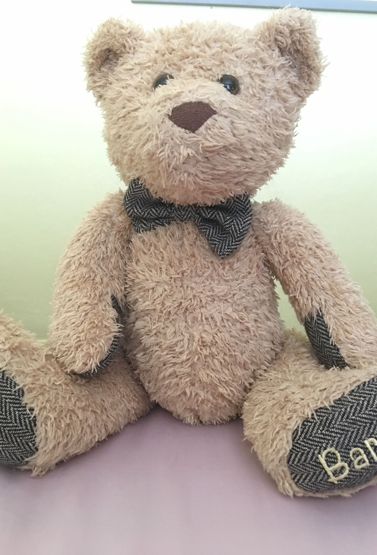 Barnsie stuffed teddy bear with bow tie