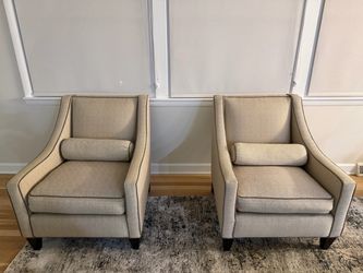 Pair of Upholstered Accent Chairs with Bolster Pillows