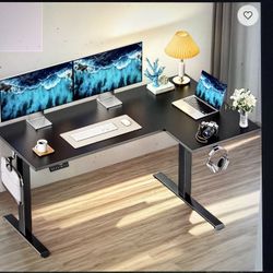 63” L-shaped Height Adjustable Electric Standing Desk With 3 Memory Presets