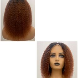 12” 13x4 Lace Front Ombre Wig, Customized Color: Similar to 1B/Auburn