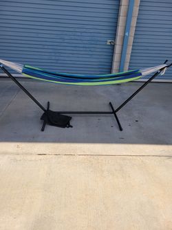 Lazy Daze Double Cotton Hammock with Space Saving Steel Stand Includes Portable Carrying Bag