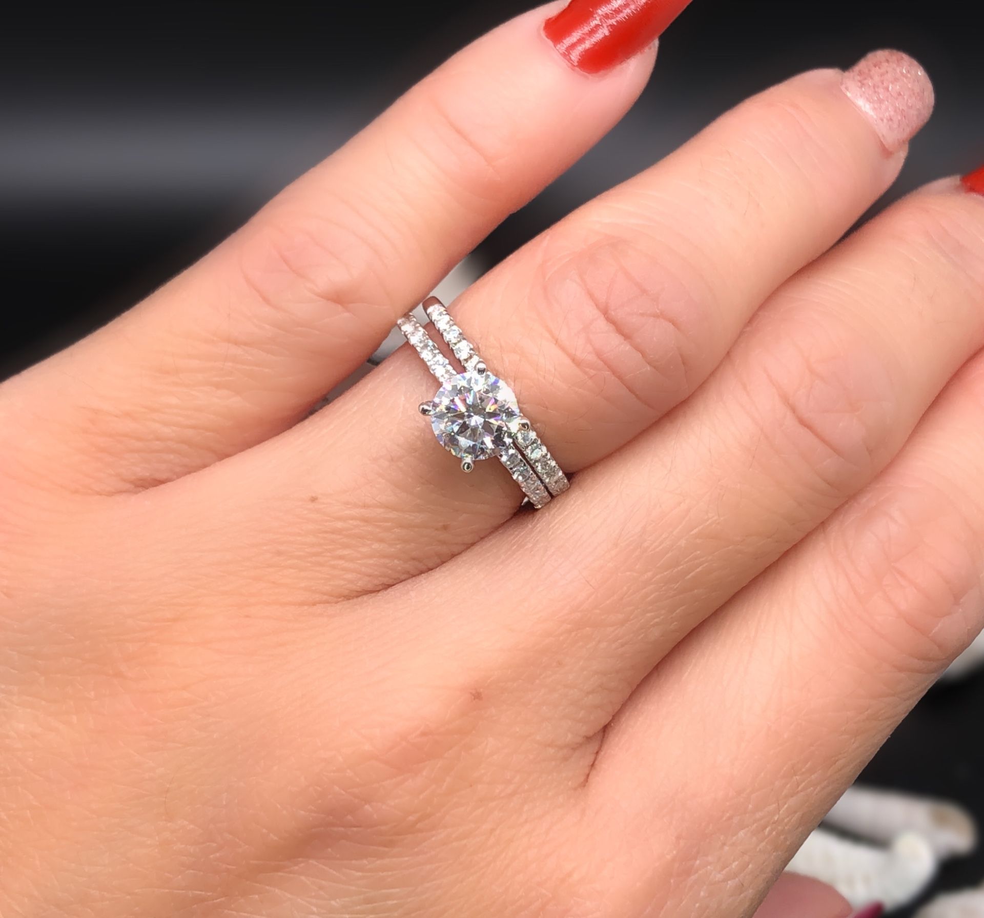 Moissanite Ring Set With Certificate