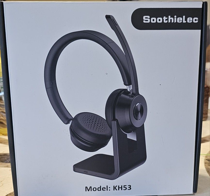 Soothielec Wireless Headset, Bluetooth Headset with Noise Cancelling Microphone, Best Headphones with Mic