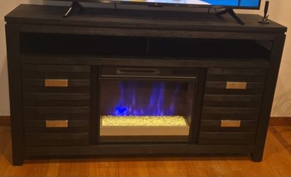 Elevations 59.5'' Charcoal Fully Assembled Electric Fireplace and TV Stand