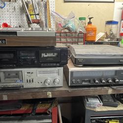 Tape Deck Amplifier Record Player Lot 