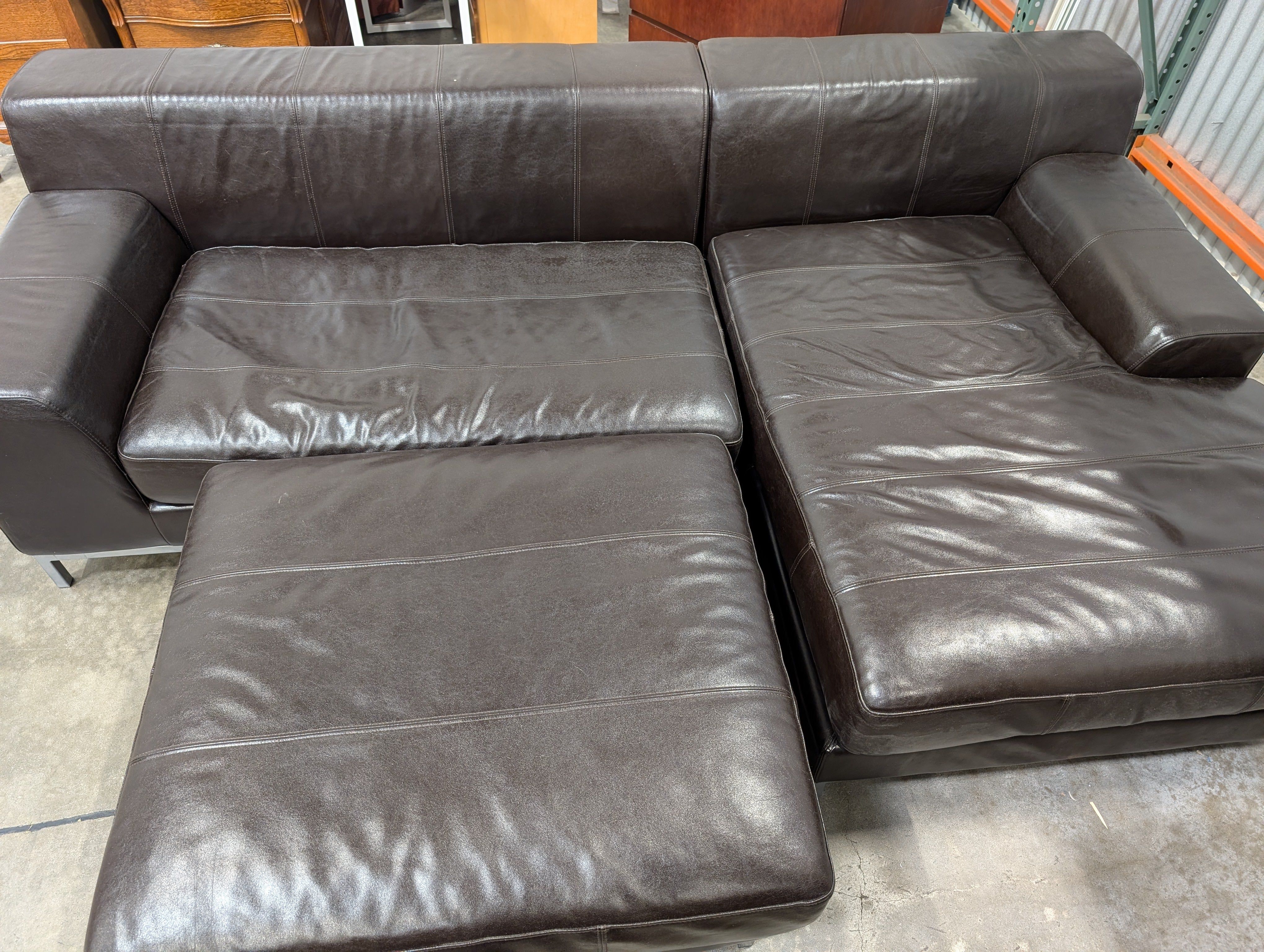 Contemporary Dark Upholstered Sofa Bench with Angled Back