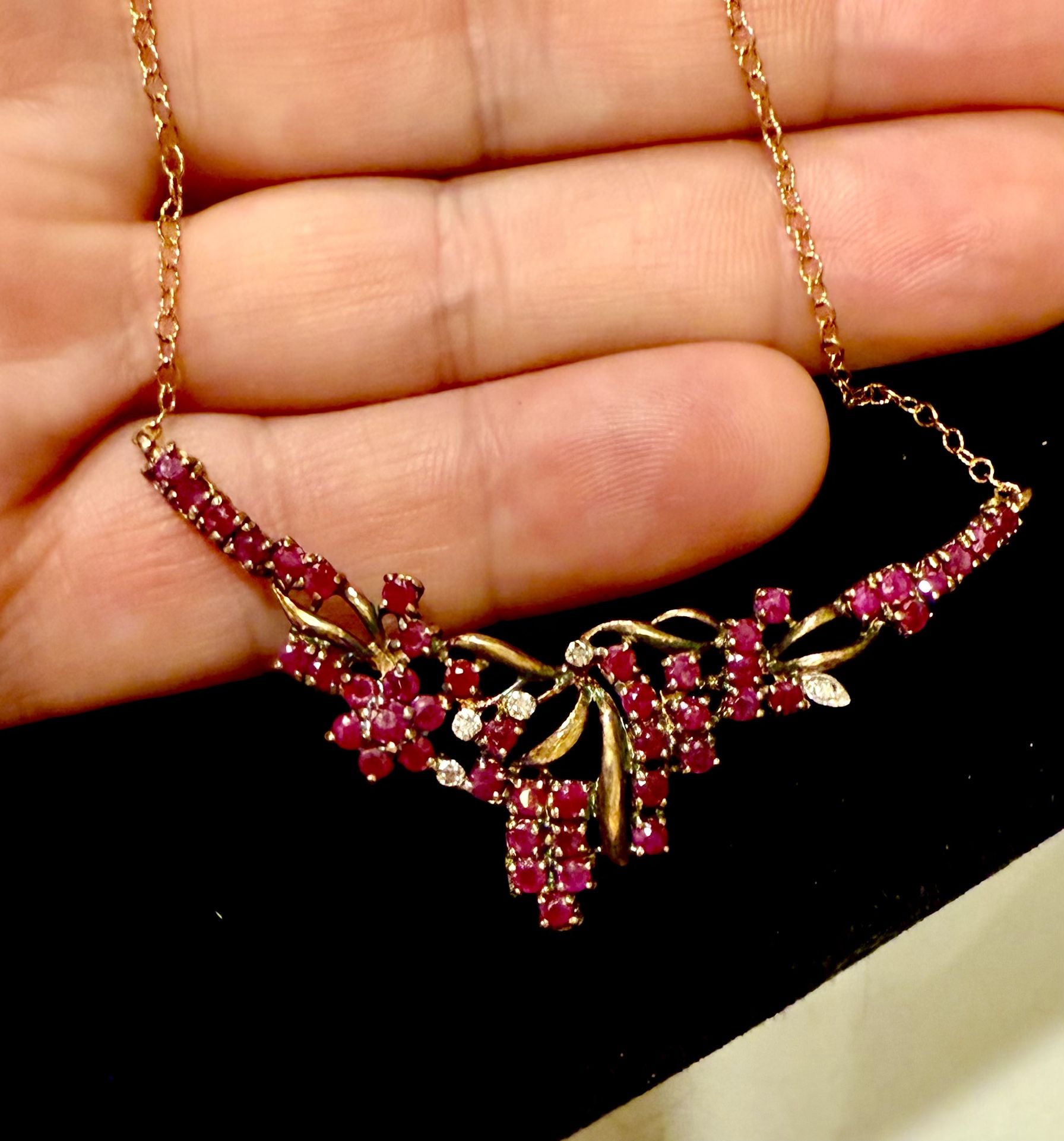 LADIES VINTAGE 7.72 CTW AAAG RUBY & DIAMONDS FINE NECKLACE MRSP$1950