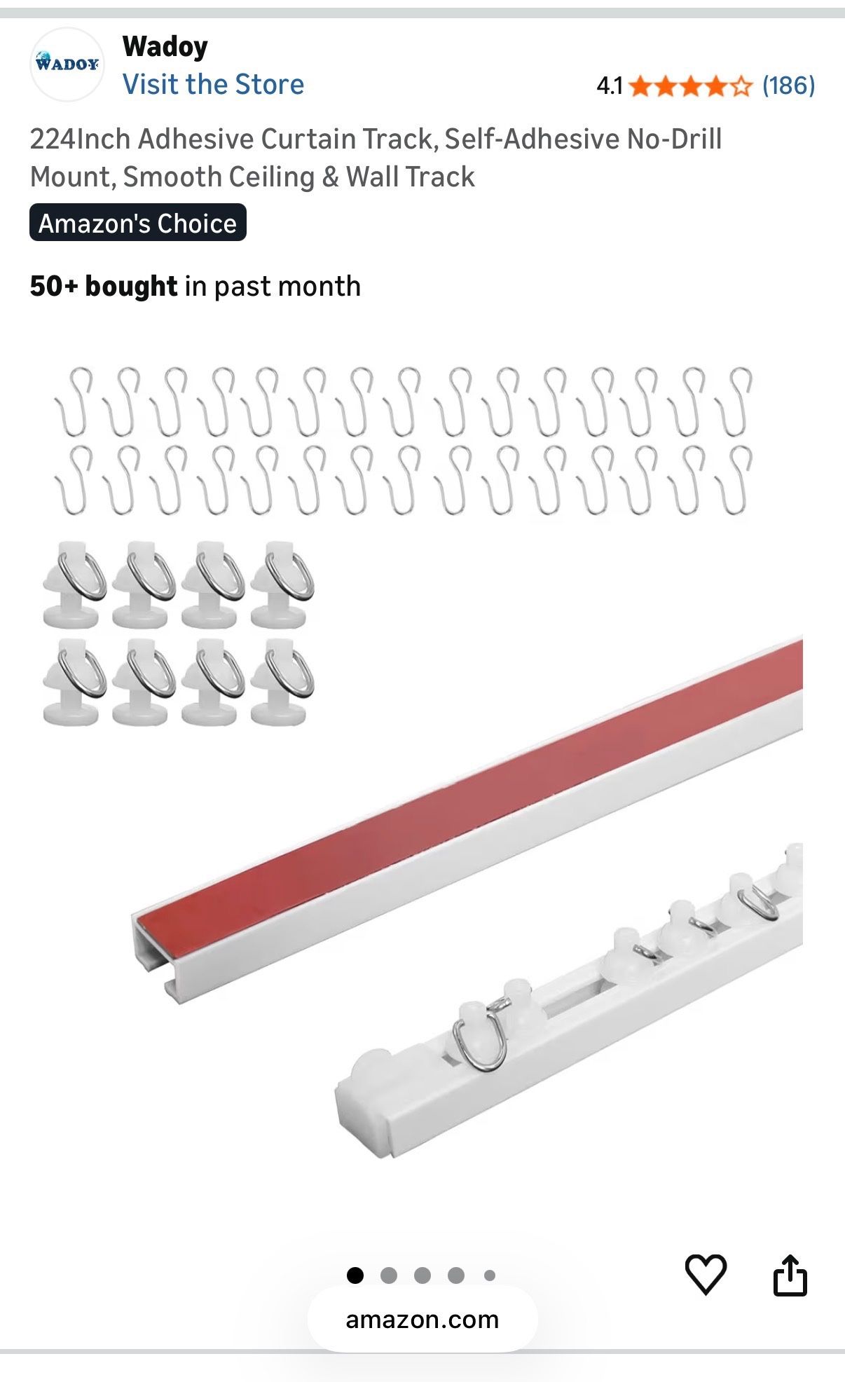 1(224 in )adhesive curtain track and 1( 32 in )curtain track