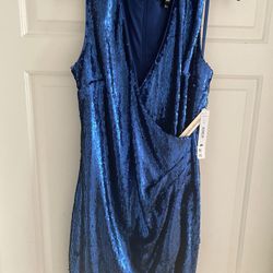 Sequin short dress-blue holiday color