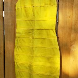 Calvin Klein Size 2 Sunshine Yellow Bodycon Zip Back Dress 