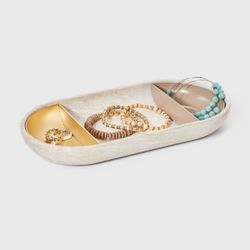 Brand New Oblong Round Nesting Jewelry Organizer Tray Set 3pc - A New Day™ Cream/Gold