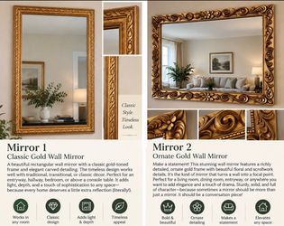 Ornate Gold Framed Wall Mirror (two)