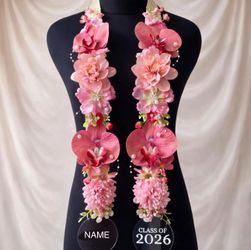 Graduation Leis Handmade ribbon/ artificial flowers