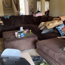 Large Brown Couch Sectional