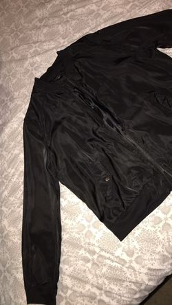 Silk black bomber jacket L