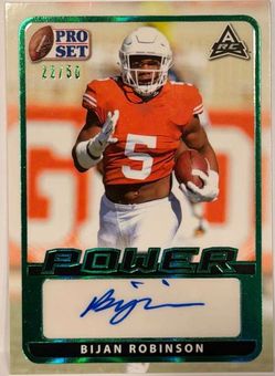 Bijan Robinson• 2021 Leaf • Pro Set Power • Green Foil Autograph /50
