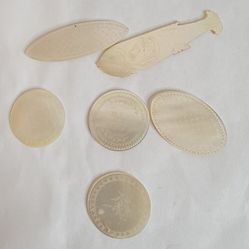 ​Antique Iridescent Shell Art Pieces - 6pc Hand-Carved Set