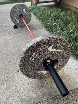 BELLA BAR WITH 2x25 lb bumper weights and HG Collars included $360 FIRM