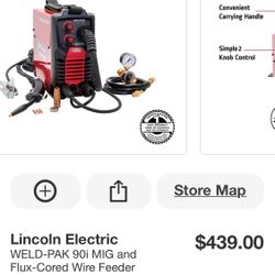 Lincoln Electric WELD-PAK 90i MIG and Flux-Cored Wire Feeder Welder with Gas Regulator