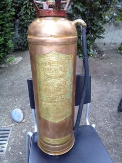 1940s Copper and Brass Fire Extinguisher