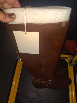 Tall Brown Leather Riding Boot with Tags