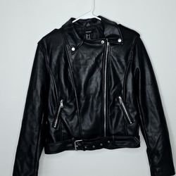 Black Faux Leather Biker Jacket 