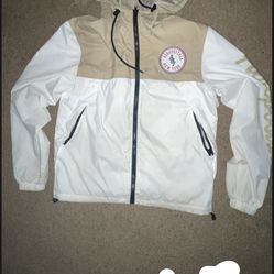 Aeropostale White Beige Zip Up Sweater Jacket Hoodie Hidden Pocket Size M