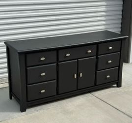 Black 9-Drawer Dresser / TV Console – Doors + Drawers