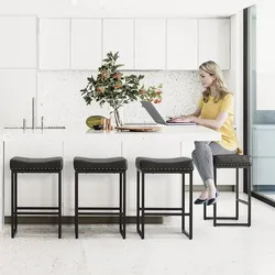 Black leather Barstool set of 4