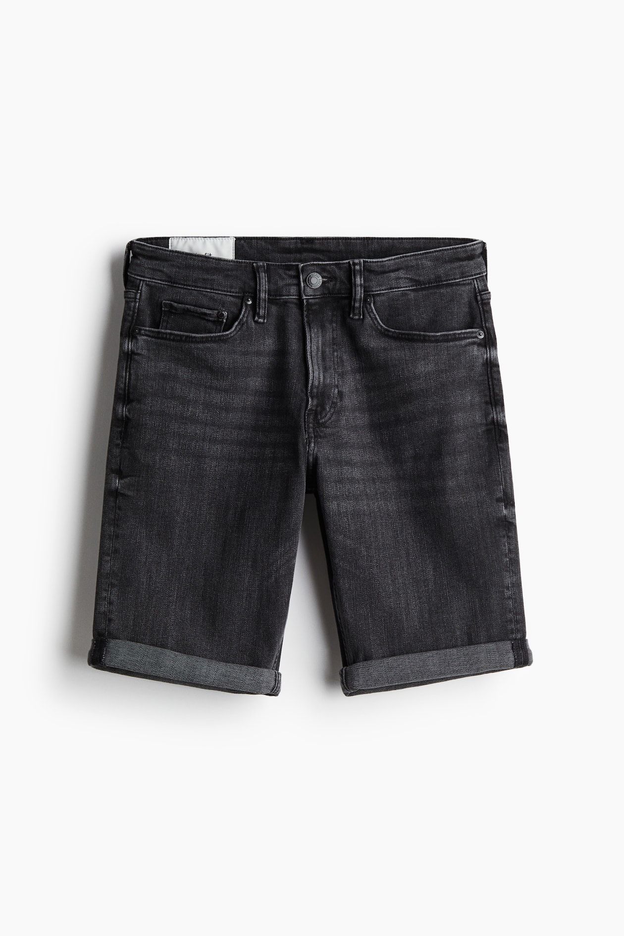 &DENIM by H&M Men's Slim Fit Denim Shorts Black Size 28 Foldover Cuffs