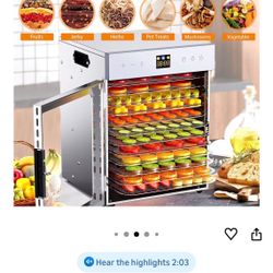 Fendia Food Dehydrator for Jerky, 12 Stainless Steel Trays, 1200W