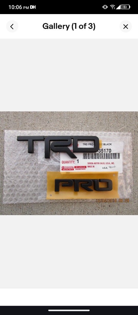 Toyota Emblem TRD PRO Black