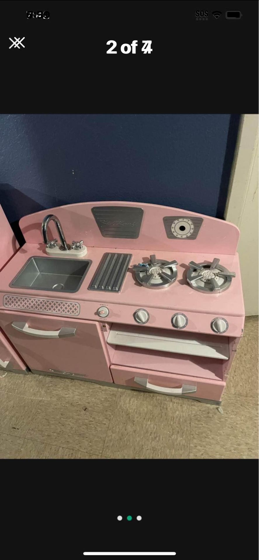 Cute pink retro kids kitchen $130 Obo 