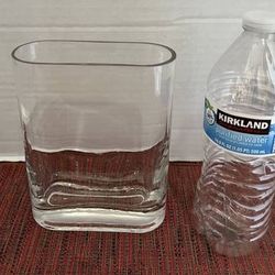 Heavy Blown Glass Footed Elliptical Vase - 6 1/2" x 2"