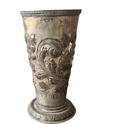 Vintage Silver Plated Engraved Floral Vase