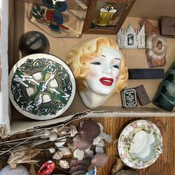 Vintage LOT take ALL Art owls wall art collectibles Brass sculptures Buddhas Ceramics Centerpieces 