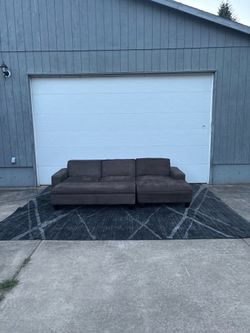 Dark Brown Microfiber Sectional Sofa with Storage Ottoman