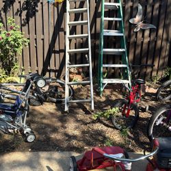 This Is A Lot Of Two Ladders. If You Wish To Separate, Let Me Know One Is Roughly 8 Feet Tall And The Other One Extends Up Much Higher.