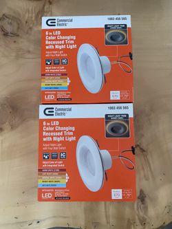 Commercial Electric 6" LED Recessed Lights w/ Night Light – BRAND NEW – 2 Pack