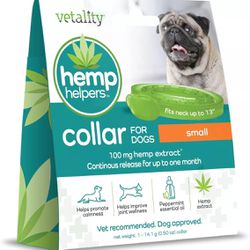 Vetality Hemp Helpers Dog Collar, Calming Collar - Size Small (up to 13”)