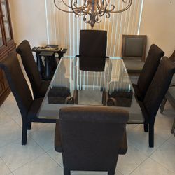 Peter Industries Inc. Glass Dining Table Set