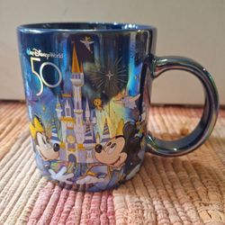 Walt Disney World Park 50th Anniversary Mickey Mouse Blue 15 OZ MUG