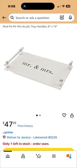 Mudpie Mr&mrs Acrylic Tray.