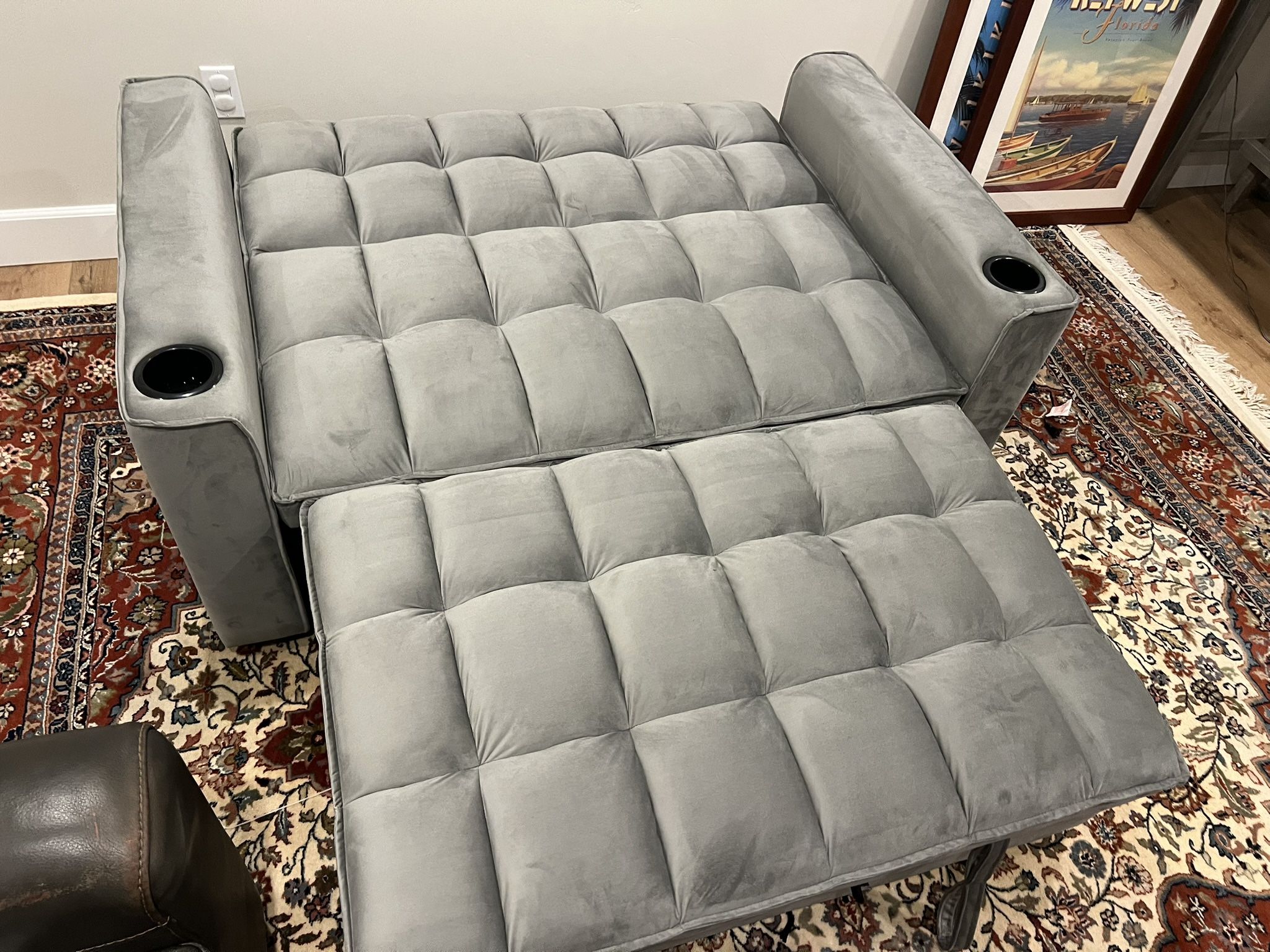 New Couch / Bed. Grey Or Black Fabric. Free Delivery!