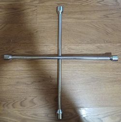 Great neck 4-way cross lug wrench aka tire iron sizes 7/8"3/4"13/18"19" chrome -plated